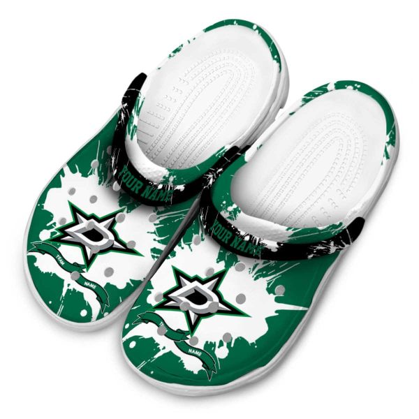 personalized dallas stars splatter pattern clog latest model