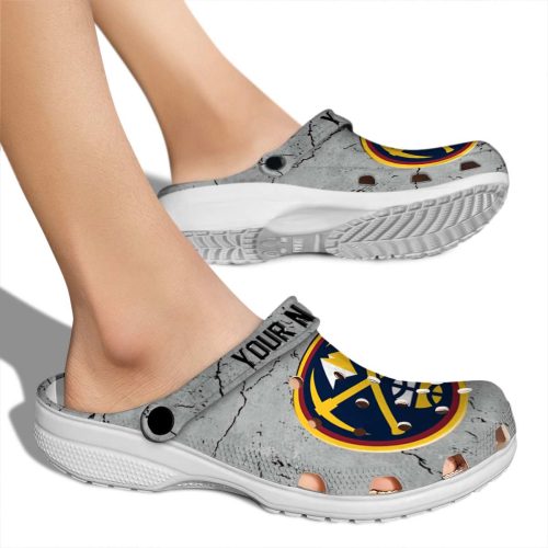 personalized denver nuggets cracked texture clog fashion forward