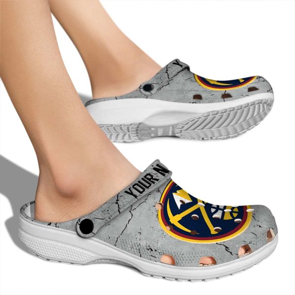 personalized denver nuggets cracked texture clog fashion forward