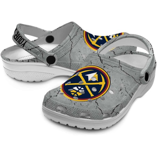 personalized denver nuggets cracked texture clog high quality