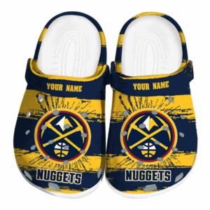 personalized denver nuggets paint splatter graphics clog best selling