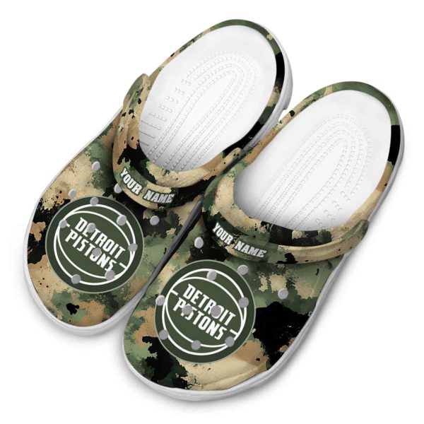 personalized detroit pistons camouflage craze clog latest model