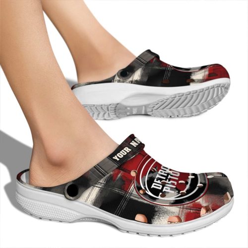 personalized detroit pistons plaid fusion clog fashion forward