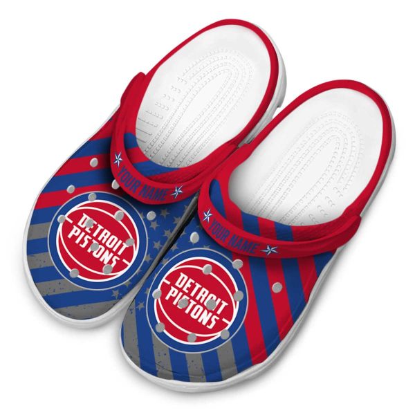 personalized detroit pistons star spangled graphic clog latest model