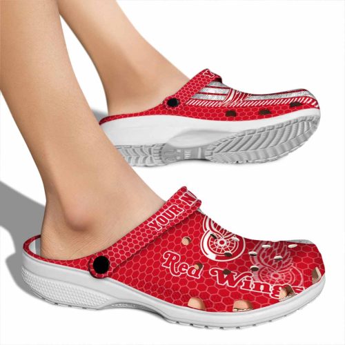 personalized detroit red wings contrasting stripes clog fashion forward