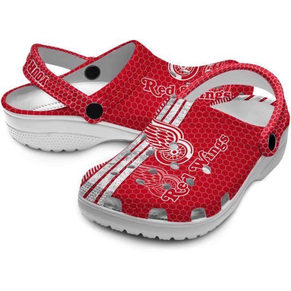 personalized detroit red wings contrasting stripes clog high quality