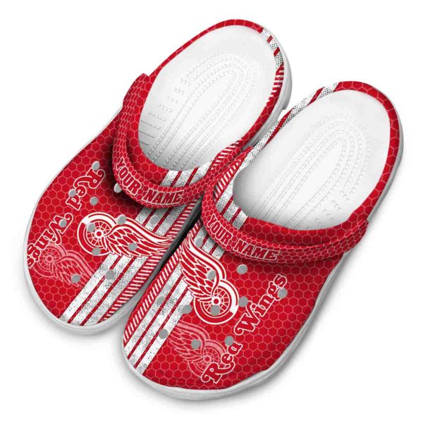 personalized detroit red wings contrasting stripes clog latest model