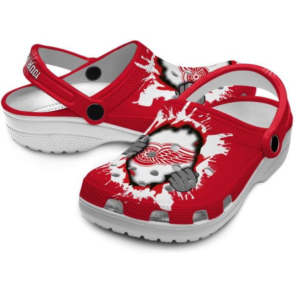 personalized detroit red wings gripping hand clog high quality