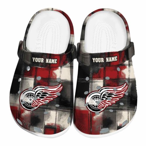 personalized detroit red wings plaid fusion clog best selling