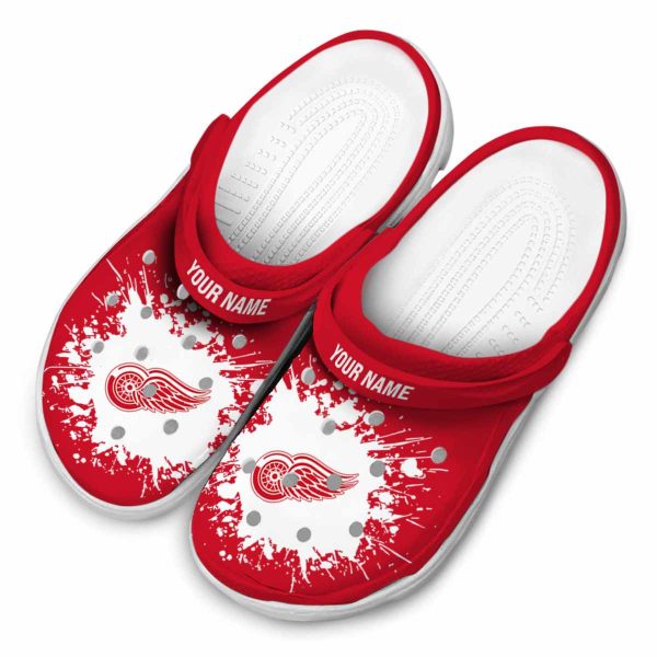 personalized detroit red wings splatter background clog latest model