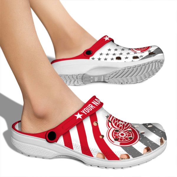personalized detroit red wings star spangled graphic clog fashion forward