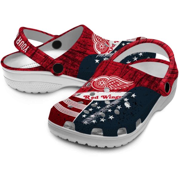 personalized detroit red wings star spangled side pattern clog high quality