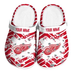 personalized detroit red wings zigzag paint burst clog best selling