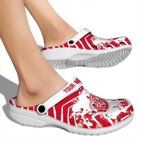 personalized detroit red wings zigzag paint burst clog fashion forward