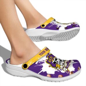 personalized east carolina pirates splatter pattern clog fashion forward