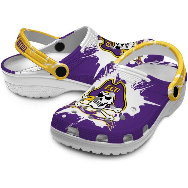 personalized east carolina pirates splatter pattern clog high quality