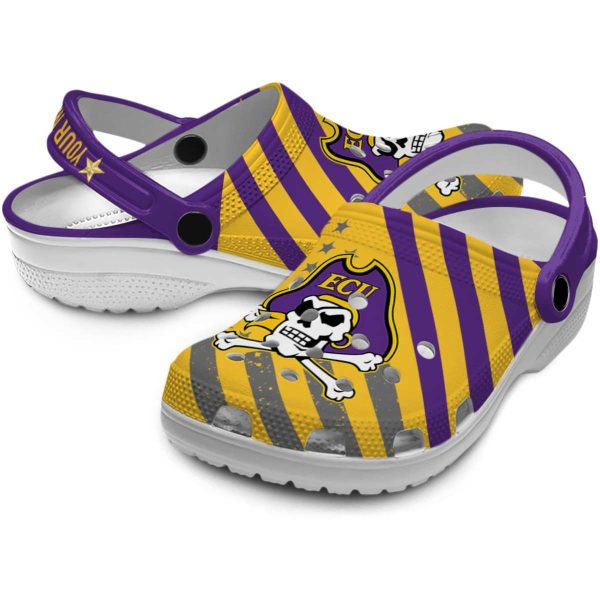 personalized east carolina pirates star spangled graphic clog high quality