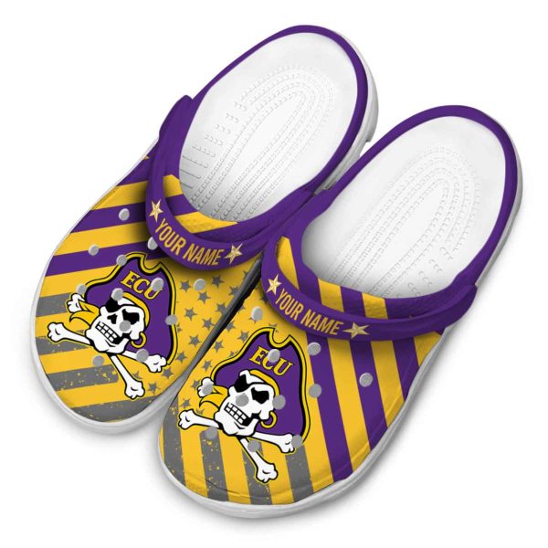 personalized east carolina pirates star spangled graphic clog latest model