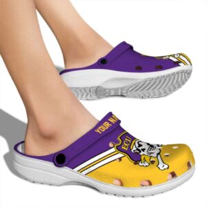 personalized east carolina pirates striped accents clog fashion forward