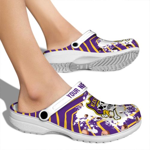 personalized east carolina pirates zigzag paint burst clog fashion forward