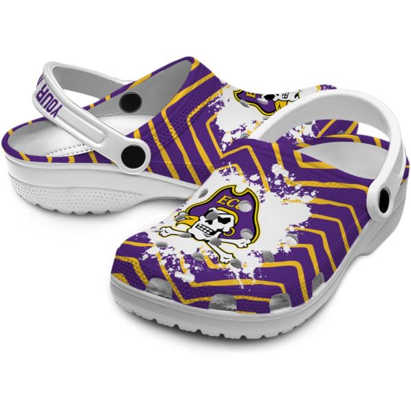 personalized east carolina pirates zigzag paint burst clog high quality