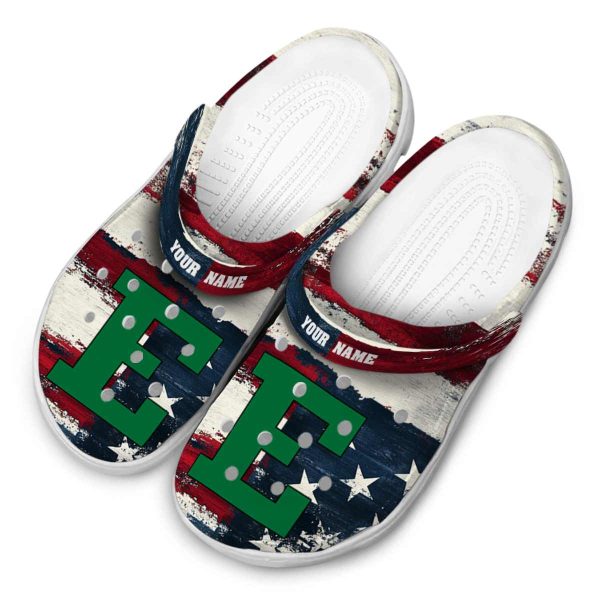 personalized eastern michigan eagles patriotic stripes clog latest model