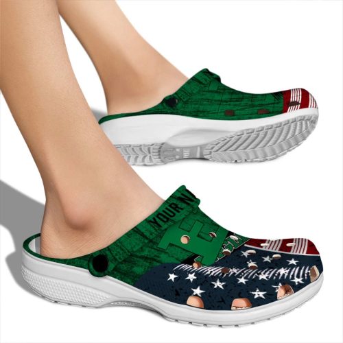 personalized eastern michigan eagles star spangled side pattern clog fashion forward