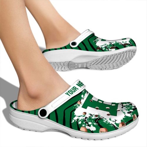personalized eastern michigan eagles zigzag paint burst clog fashion forward