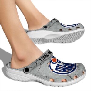 personalized edmonton oilers cracked texture clog fashion forward