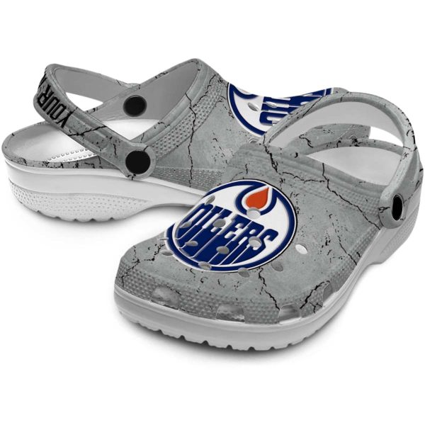 personalized edmonton oilers cracked texture clog high quality