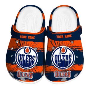 personalized edmonton oilers paint splatter graphics clog best selling