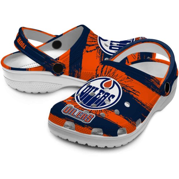 personalized edmonton oilers paint splatter graphics clog high quality