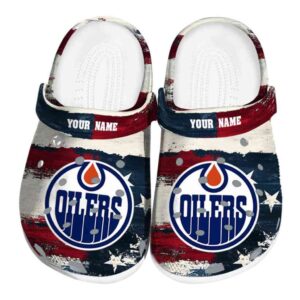 personalized edmonton oilers patriotic stripes clog best selling