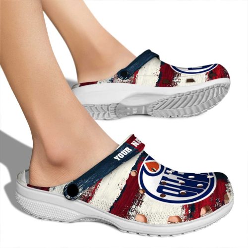 personalized edmonton oilers patriotic stripes clog fashion forward