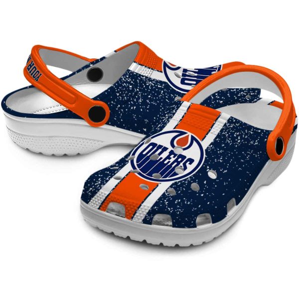 personalized edmonton oilers vertical stripes clog high quality