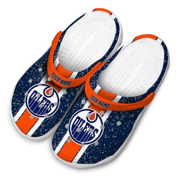 personalized edmonton oilers vertical stripes clog latest model