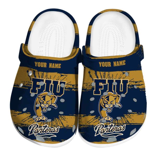 personalized fiu panthers paint splatter graphics clog best selling