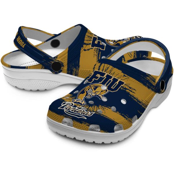 personalized fiu panthers paint splatter graphics clog high quality
