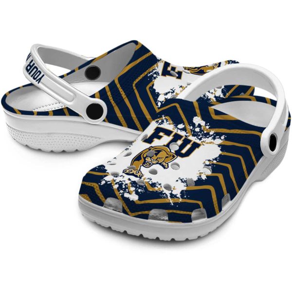 personalized fiu panthers zigzag paint burst clog high quality