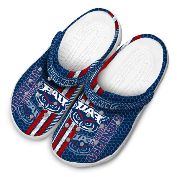 personalized florida atlantic owls contrasting stripes clog latest model