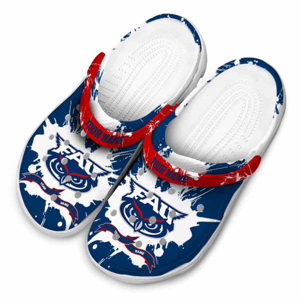 personalized florida atlantic owls splatter pattern clog latest model
