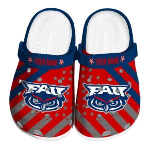 personalized florida atlantic owls star spangled graphic clog best selling