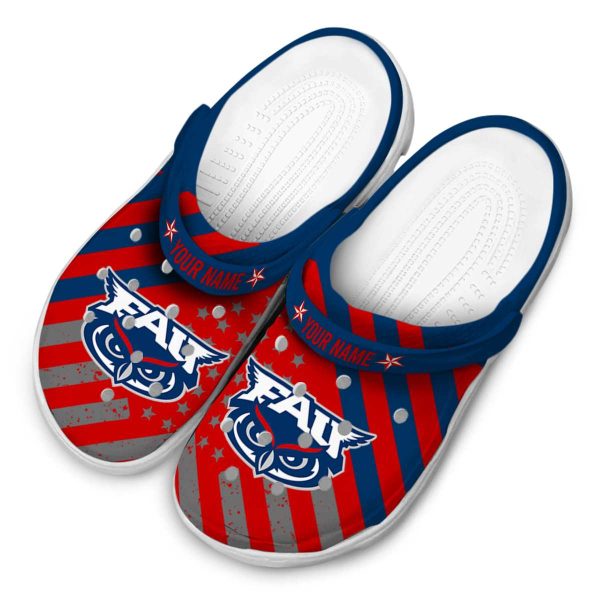 personalized florida atlantic owls star spangled graphic clog latest model