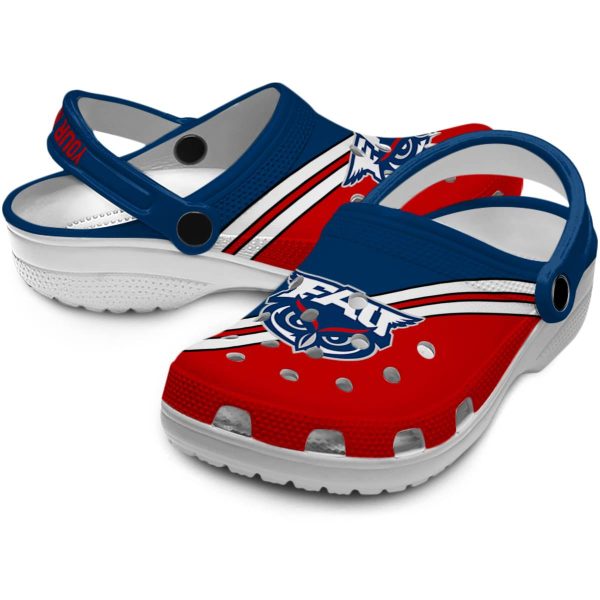 personalized florida atlantic owls striped accents clog high quality