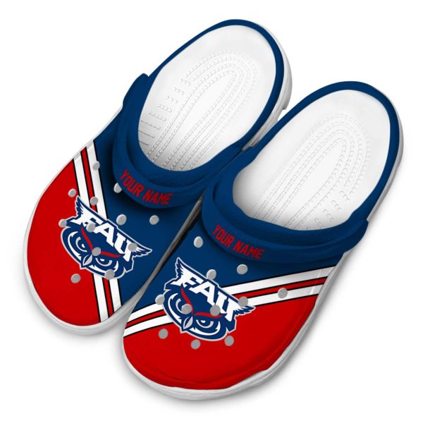 personalized florida atlantic owls striped accents clog latest model