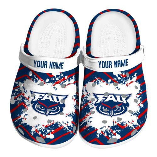 personalized florida atlantic owls zigzag paint burst clog best selling