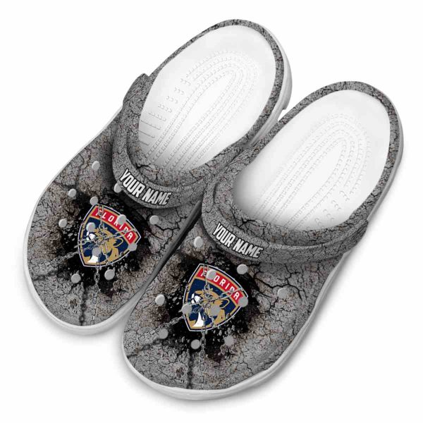 personalized florida panthers cracked ground texture clog latest model