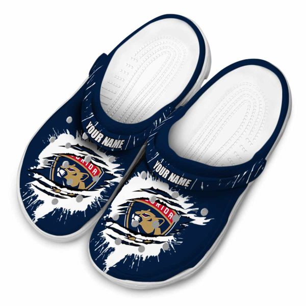 personalized florida panthers splash motif background clog latest model