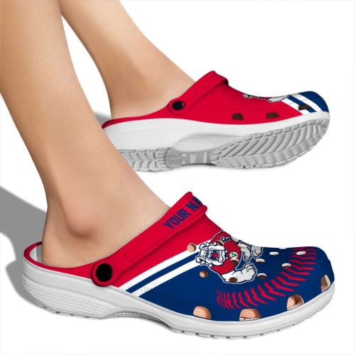 personalized fresno state bulldogs baseball motif clog fashion forward