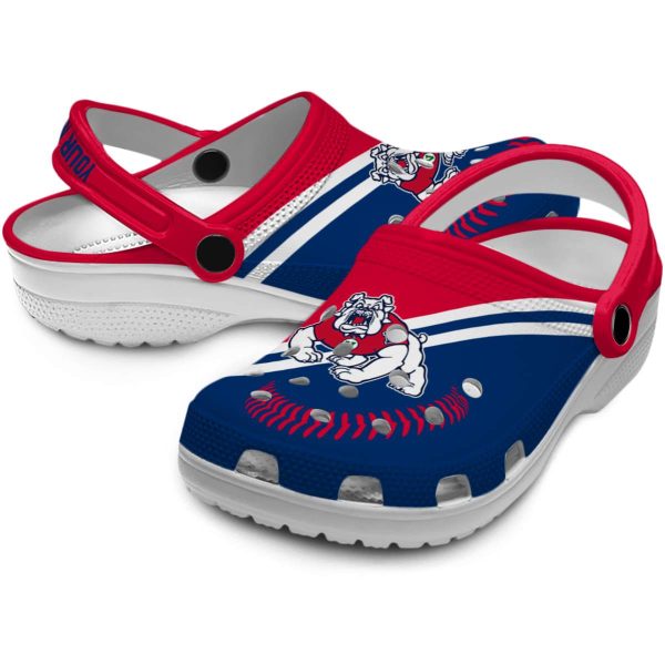 personalized fresno state bulldogs baseball motif clog high quality